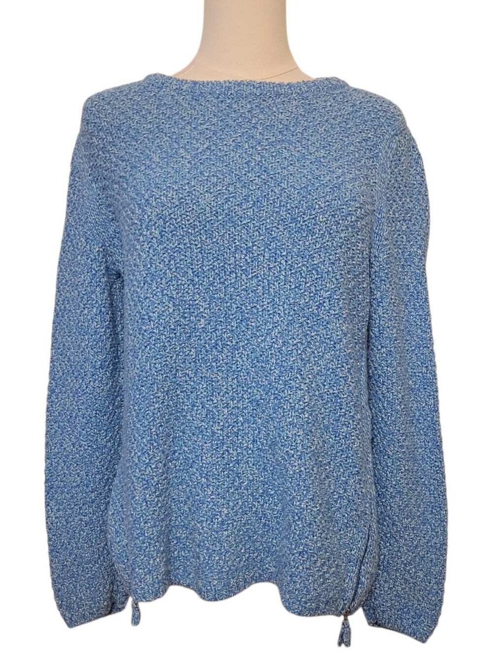 Talbots‎ Blue Cotton Zipper Detail Crewneck Sweater Size Medium